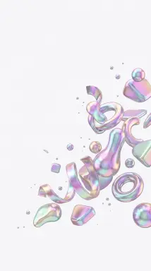 Iridescent holographic chrome 3D shapes, Solid White & Iridescent