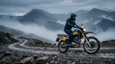 Mountain Dirt Bike Rider on Trail