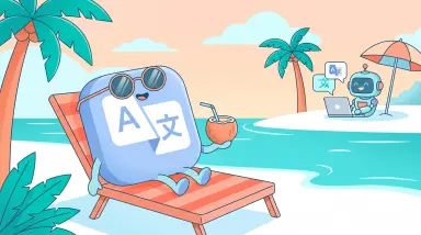 beach language learning cartoon