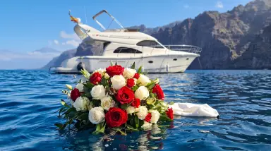 Yacht with Bouquet on Ocean