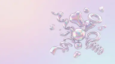Iridescent holographic chrome 3D shapes, Soft Pastel & Iridescent