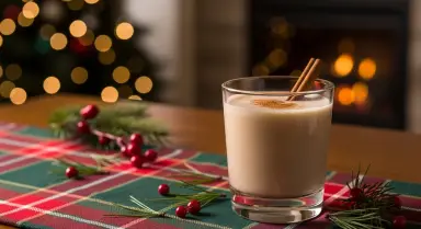festive hot beverage with holiday decor