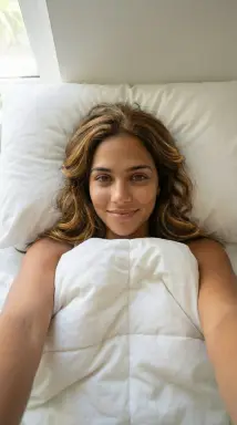 woman in bed with white bedding