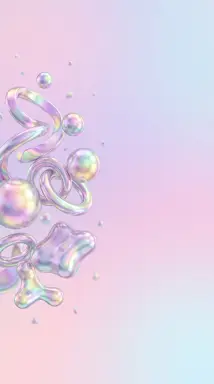 Iridescent holographic chrome 3D shapes, Soft Pastel & Iridescent