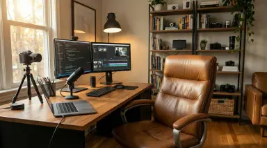 cozy home office workspace setup