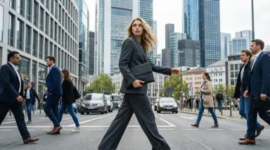 Businesswoman Crossing Urban Street