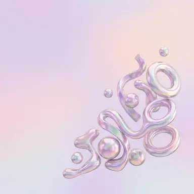 Iridescent holographic chrome 3D shapes, Soft Pastel & Iridescent