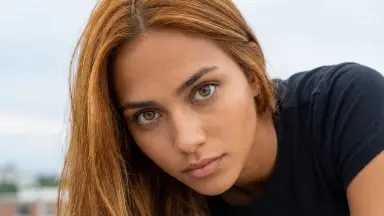 young woman light brown hair close-up portrait